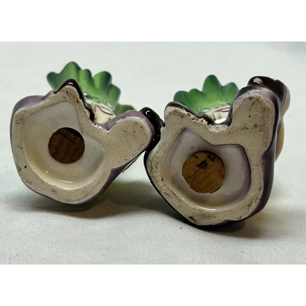 Vintage Salt & Pepper Shaker Ucagco Anthropomorphic Happy Celery Stalk Heads
